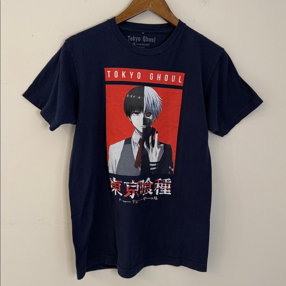 Tokyo Ghoul Crunchyroll anime Navy short sleeve crewneck T-Shirt 100% cotton Med - Picture 1 of 6